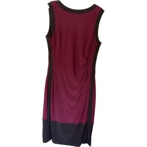 Lauren Ralph Lauren Women's Burgundy Black Sleeveless Sheath‎ Dress